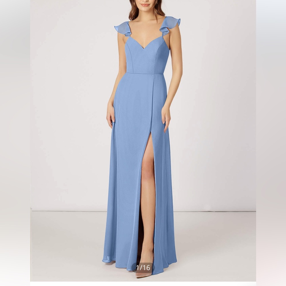 Azazie Everett steel blue dress size 8